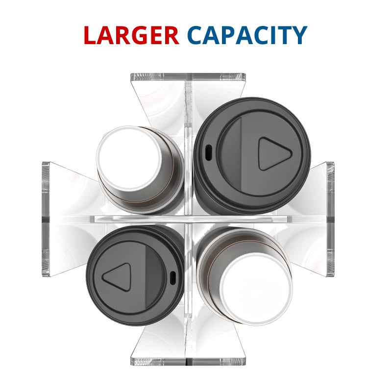 KOTEMON Cup and Lid Holder  4 Compartment  Square | Rotating Coffee Cup Dispenser Lid Carousel for Restaurant  Buffet  Coffee Station  Bar  Countertop  Clear Acrylic - Image 4